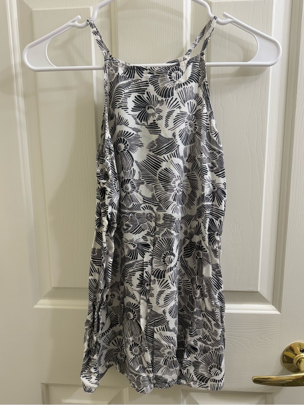 Black & White Floral Halter Tank Dress
